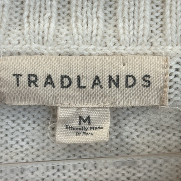 Tradlands Cream Ivory Alpaca Wool Sweater Ribbed Knit Womens Medium - Picture 4 of 10